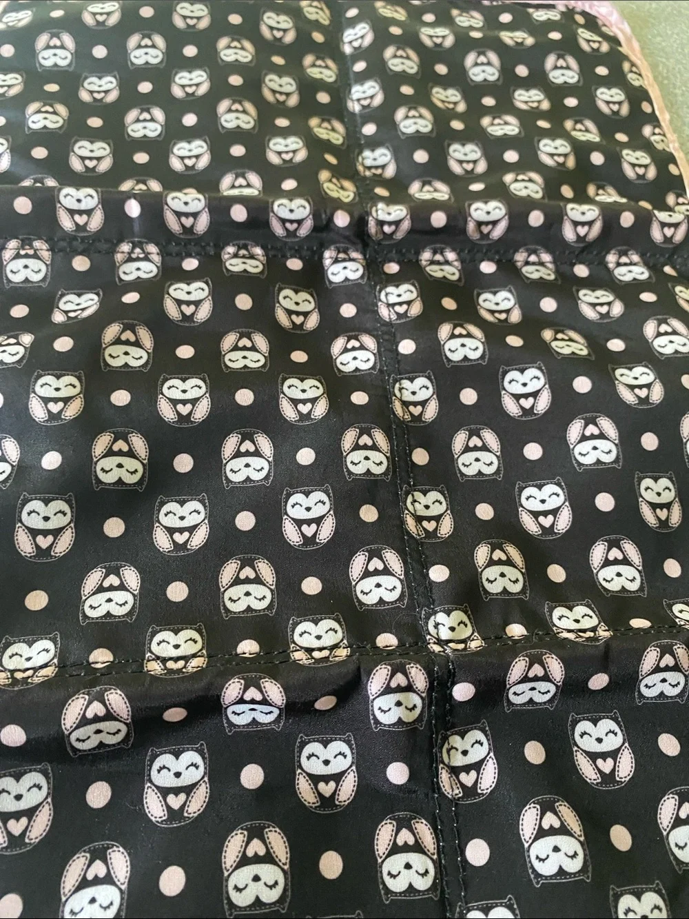 Dark Brown Owl Print Diaper Changing Mat with Pink Trim